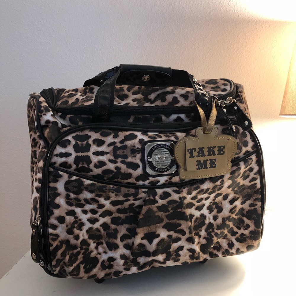 Leopard Carry-on Roller Bag with Laptop Slot